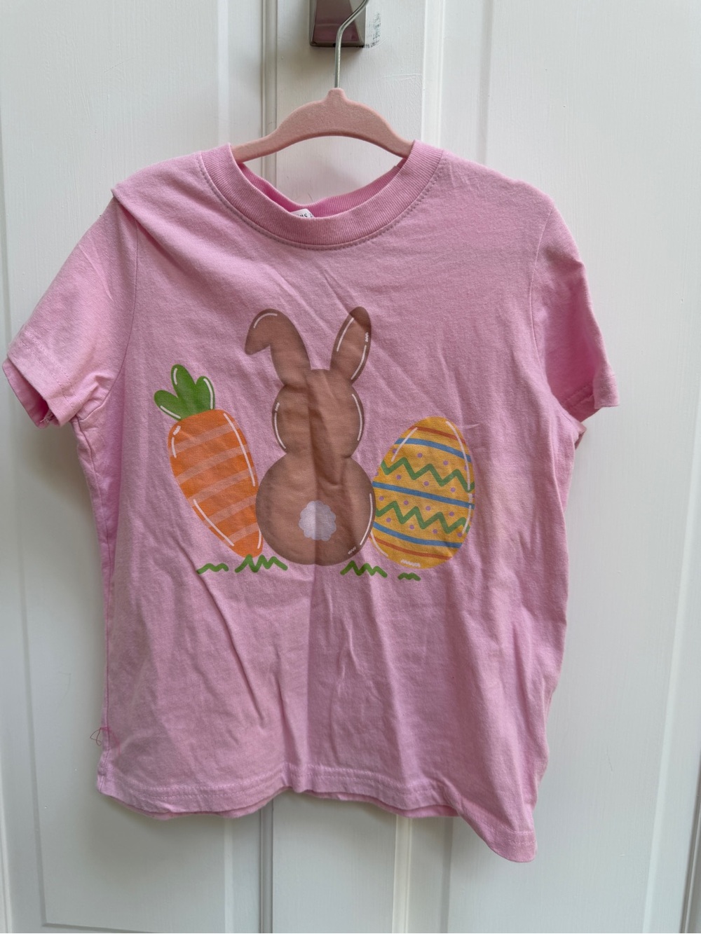 Stitchy Fish Rabbit Skins Size 4 Girls Pink Easter Bunny Short Sleeve Shirt Top